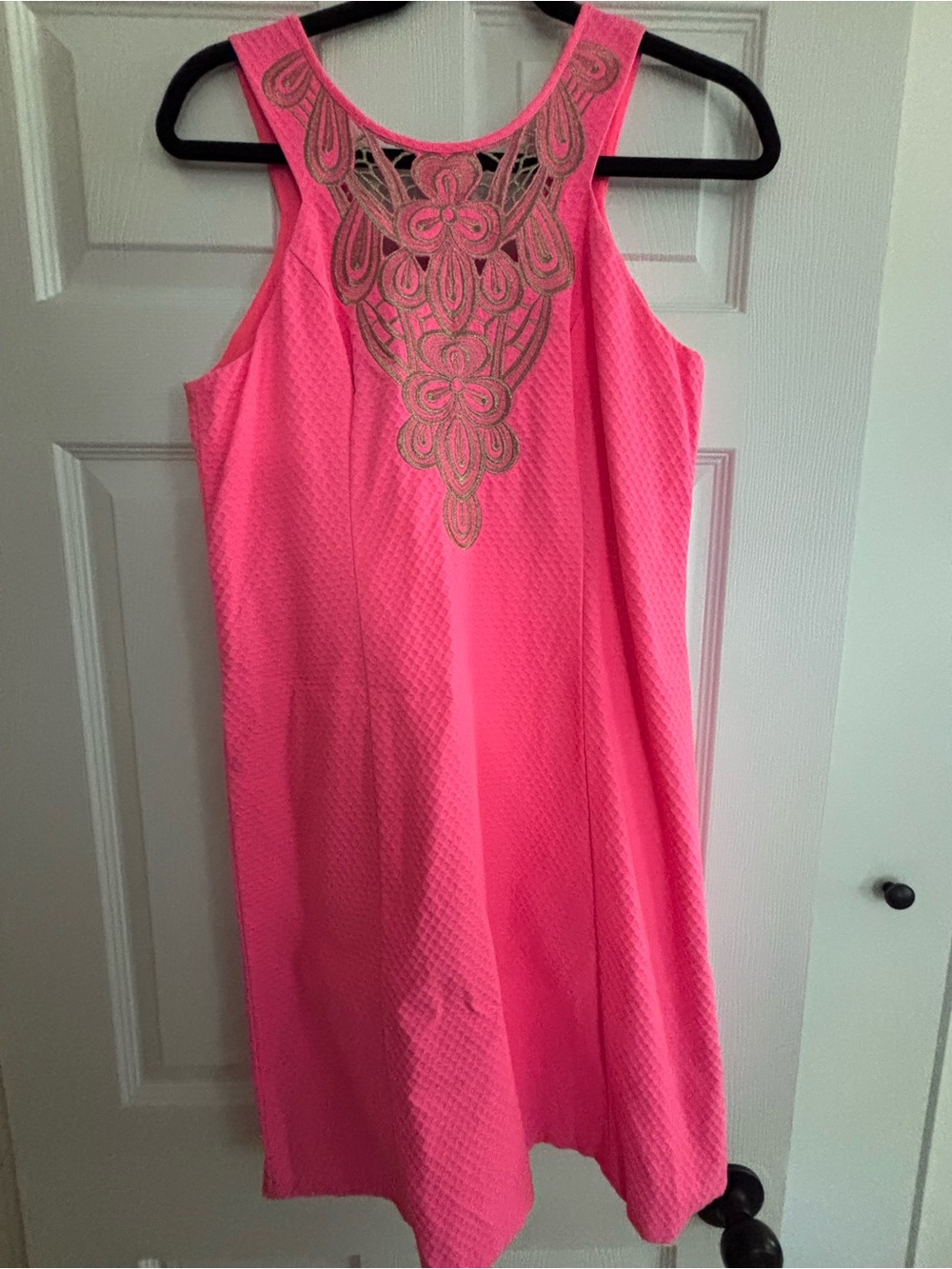 Coral Pink Sun Ray Embroidered Largo Shift - Picture 1 of 1